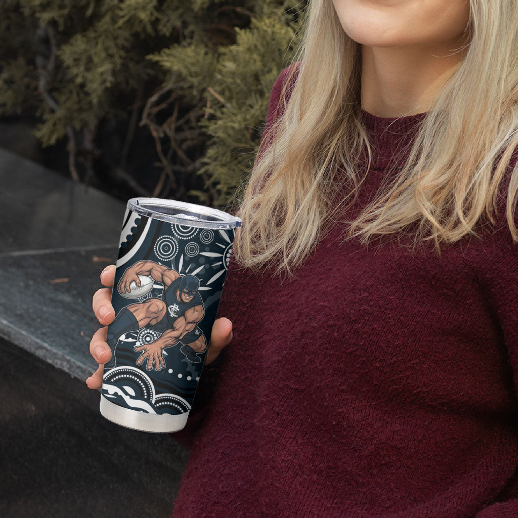 Personalized Carlton Blues Rugby Tumbler Cup Aboriginal Dot Art - Dreamtime Football Mascot