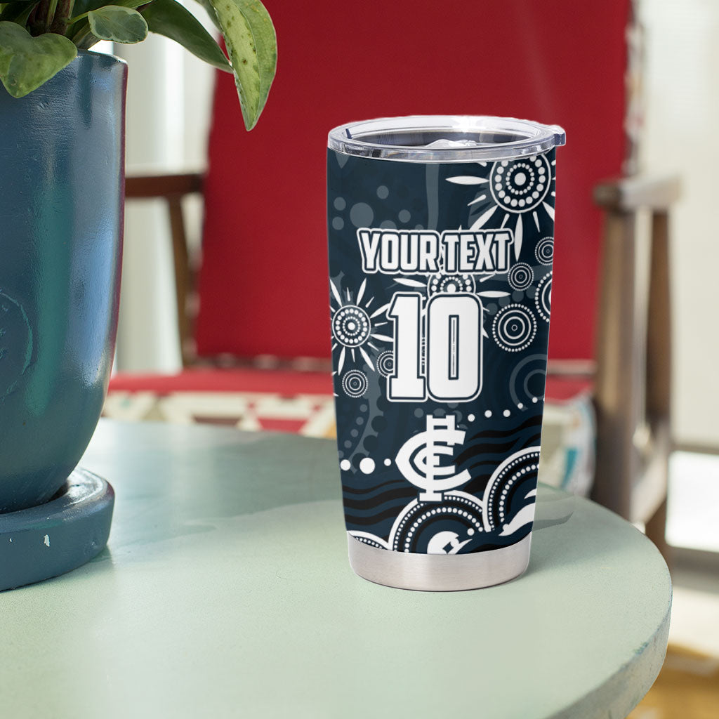 Personalized Carlton Blues Rugby Tumbler Cup Aboriginal Dot Art - Dreamtime Football Mascot