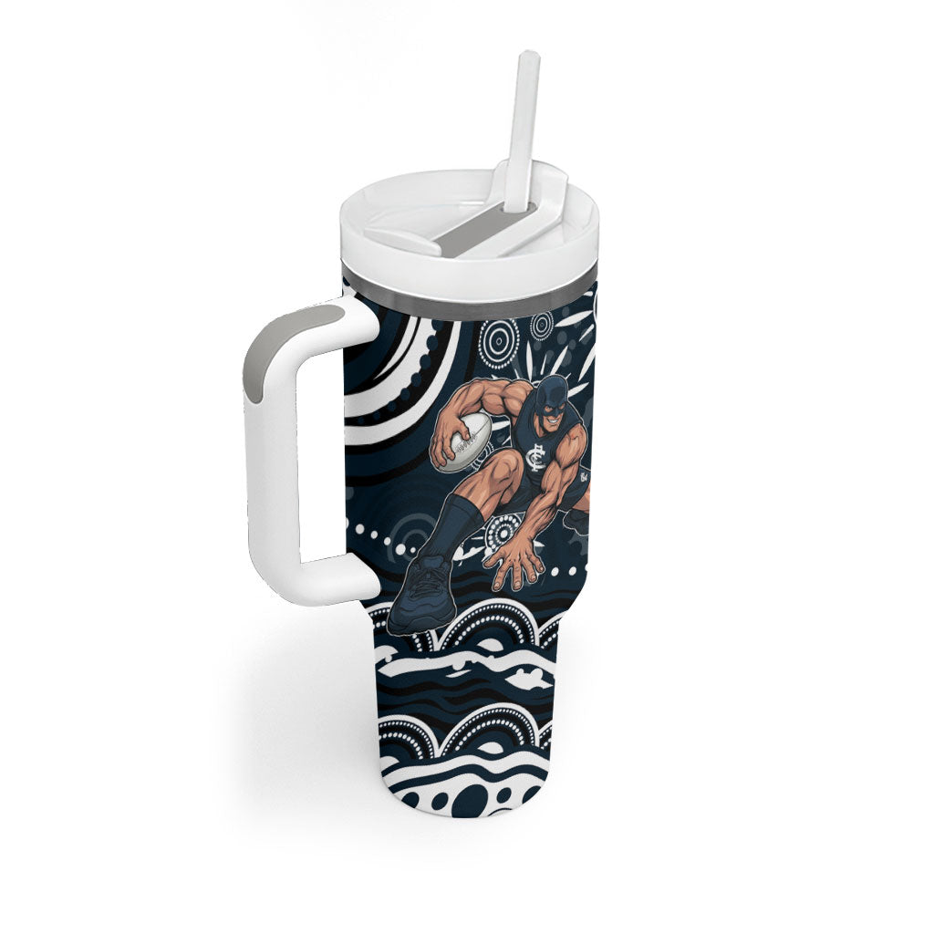 Personalized Carlton Blues Rugby Tumbler With Handle Aboriginal Dot Art - Dreamtime Football Mascot