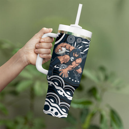 Personalized Carlton Blues Rugby Tumbler With Handle Aboriginal Dot Art - Dreamtime Football Mascot