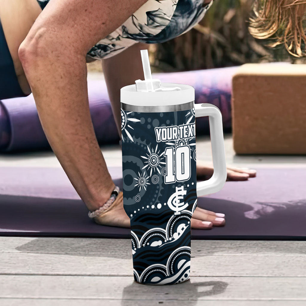 Personalized Carlton Blues Rugby Tumbler With Handle Aboriginal Dot Art - Dreamtime Football Mascot