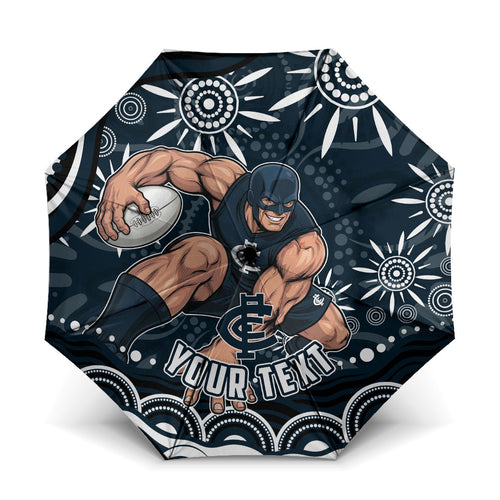 Personalized Carlton Blues Rugby Umbrella Aboriginal Dot Art - Dreamtime Football Mascot