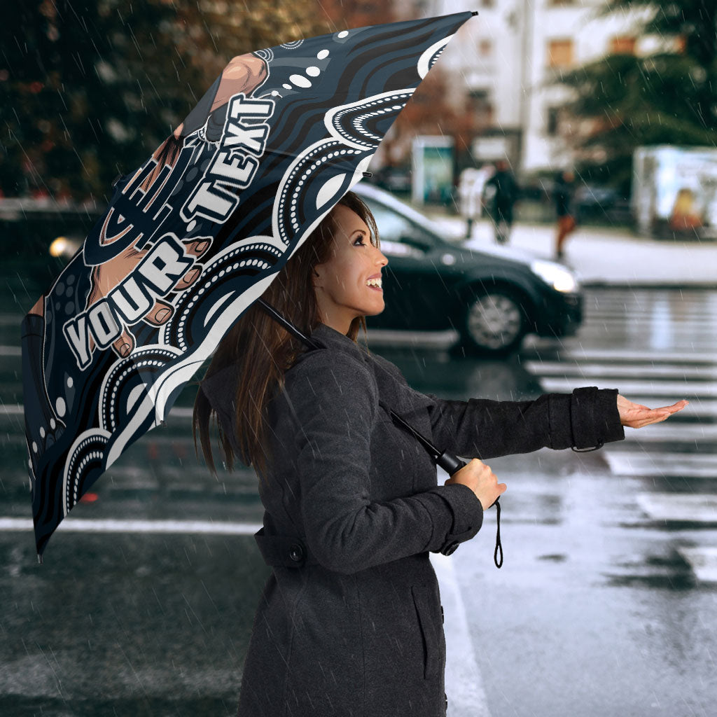 Personalized Carlton Blues Rugby Umbrella Aboriginal Dot Art - Dreamtime Football Mascot