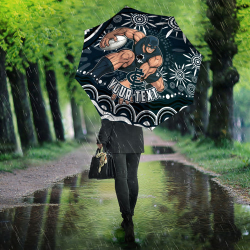 Personalized Carlton Blues Rugby Umbrella Aboriginal Dot Art - Dreamtime Football Mascot