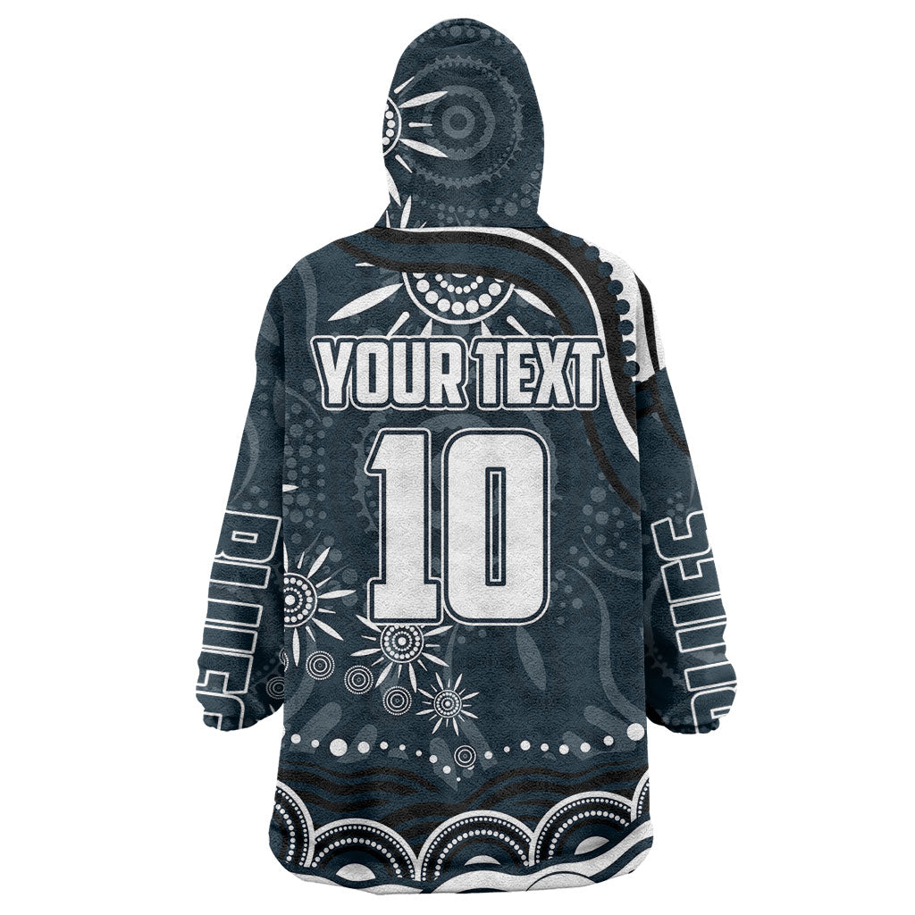 Personalized Carlton Blues Rugby Wearable Blanket Hoodie Aboriginal Dot Art - Dreamtime Football Mascot
