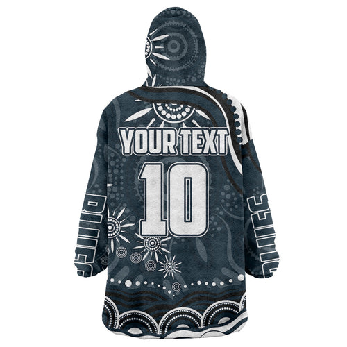 Personalized Carlton Blues Rugby Wearable Blanket Hoodie Aboriginal Dot Art - Dreamtime Football Mascot