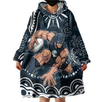 Personalized Carlton Blues Rugby Wearable Blanket Hoodie Aboriginal Dot Art - Dreamtime Football Mascot