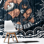 Personalized Carlton Blues Rugby Window Curtain Aboriginal Dot Art - Dreamtime Football Mascot