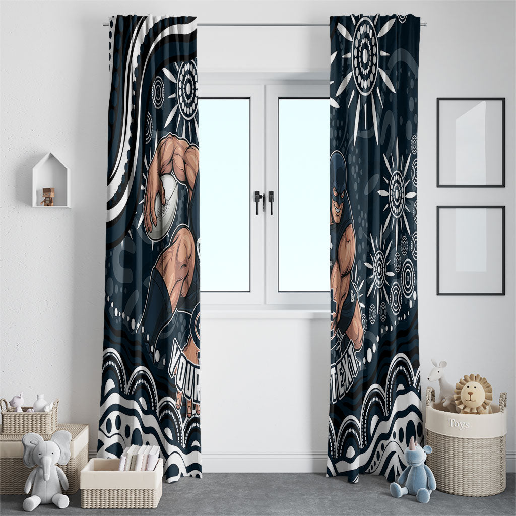 Personalized Carlton Blues Rugby Window Curtain Aboriginal Dot Art - Dreamtime Football Mascot