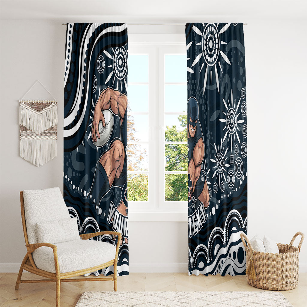 Personalized Carlton Blues Rugby Window Curtain Aboriginal Dot Art - Dreamtime Football Mascot
