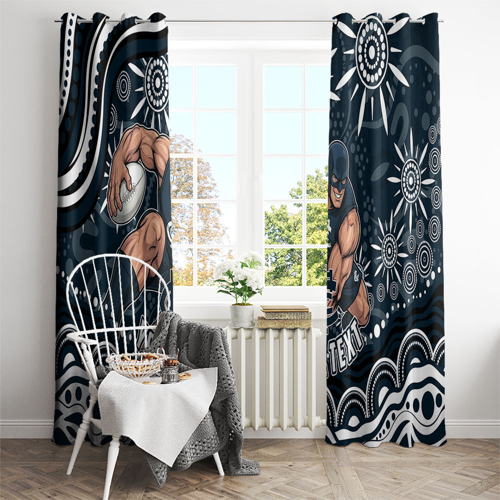 Personalized Carlton Blues Rugby Window Curtain Aboriginal Dot Art - Dreamtime Football Mascot