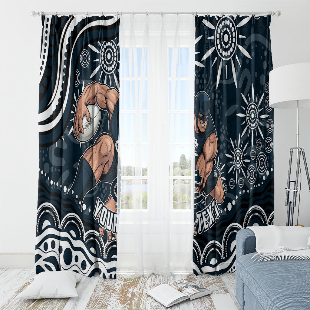 Personalized Carlton Blues Rugby Window Curtain Aboriginal Dot Art - Dreamtime Football Mascot