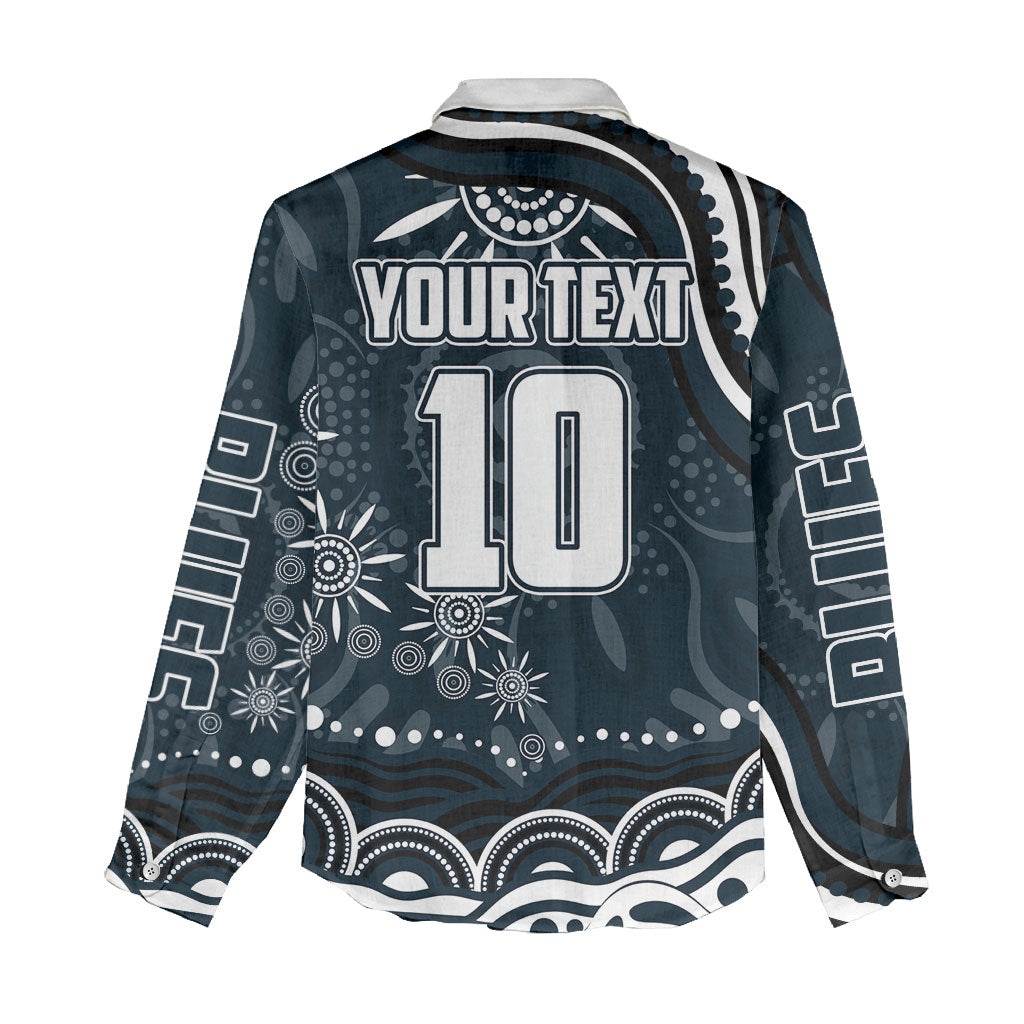 Personalized Carlton Blues Rugby Women Casual Shirt Aboriginal Dot Art - Dreamtime Football Mascot
