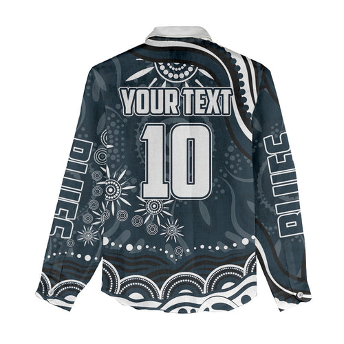 Personalized Carlton Blues Rugby Women Casual Shirt Aboriginal Dot Art - Dreamtime Football Mascot