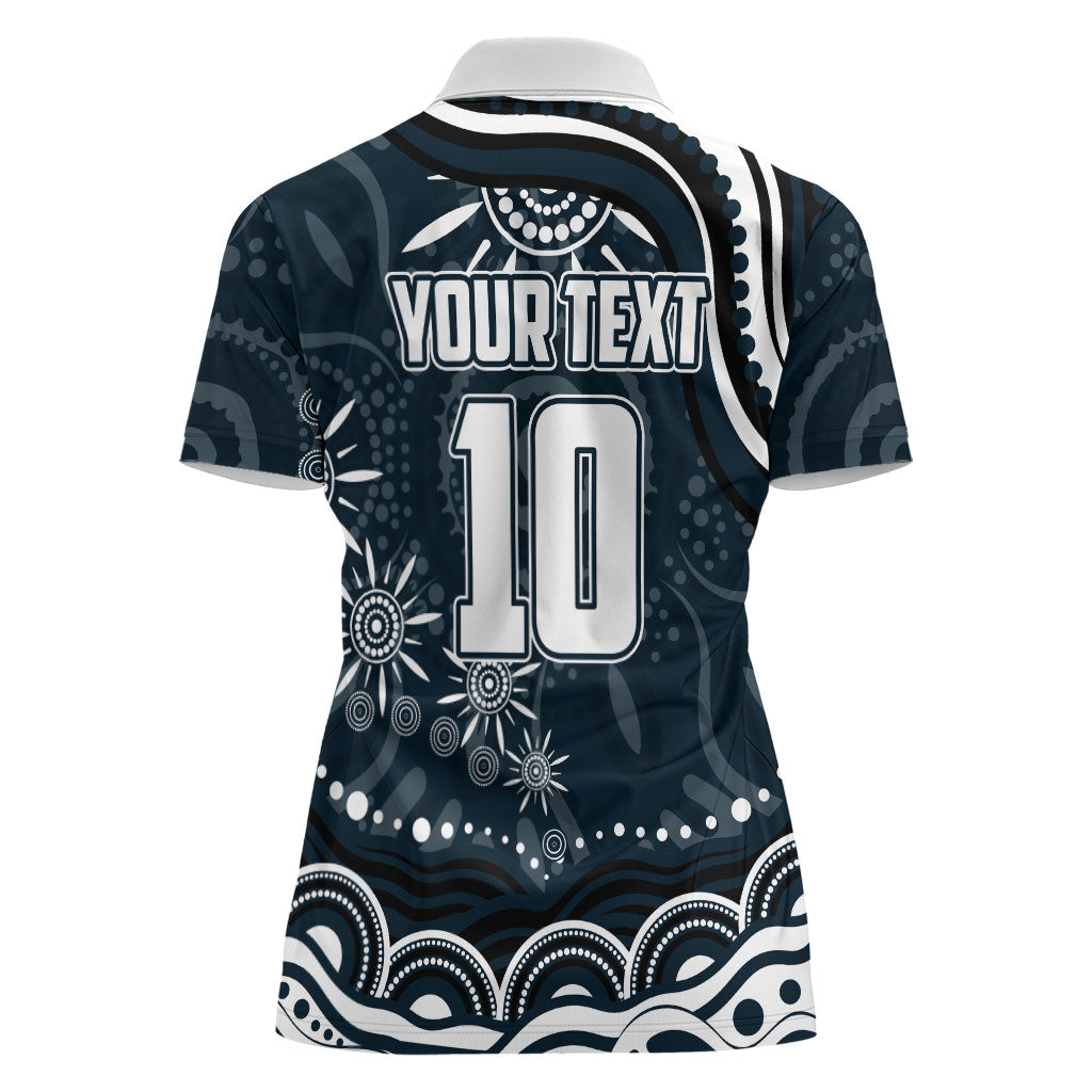Personalized Carlton Blues Rugby Women Polo Shirt Aboriginal Dot Art - Dreamtime Football Mascot