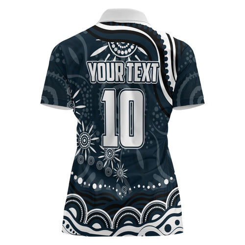 Personalized Carlton Blues Rugby Women Polo Shirt Aboriginal Dot Art - Dreamtime Football Mascot