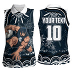 Personalized Carlton Blues Rugby Women Sleeveless Polo Shirt Aboriginal Dot Art - Dreamtime Football Mascot