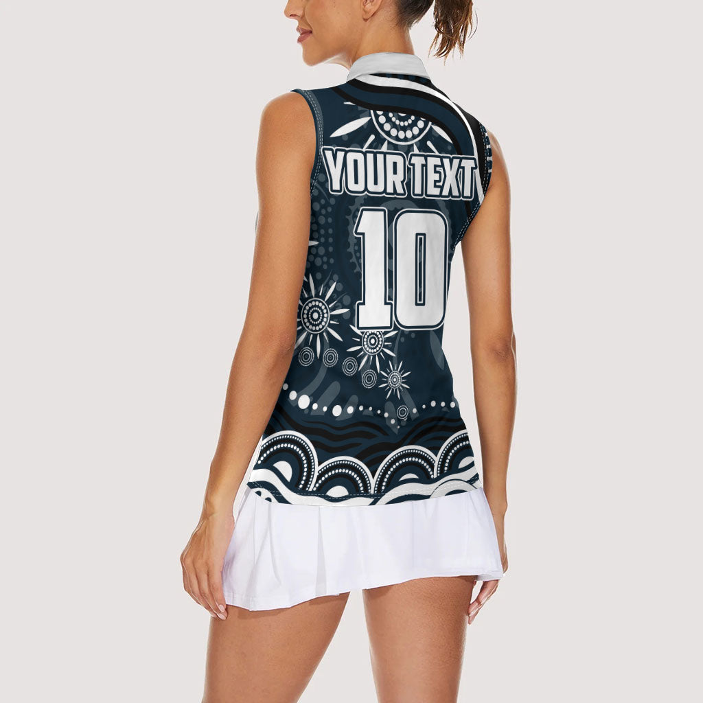 Personalized Carlton Blues Rugby Women Sleeveless Polo Shirt Aboriginal Dot Art - Dreamtime Football Mascot