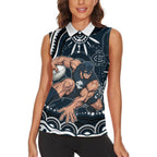 Personalized Carlton Blues Rugby Women Sleeveless Polo Shirt Aboriginal Dot Art - Dreamtime Football Mascot