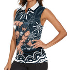 Personalized Carlton Blues Rugby Women Sleeveless Polo Shirt Aboriginal Dot Art - Dreamtime Football Mascot