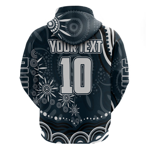 Personalized Carlton Blues Rugby Zip Hoodie Aboriginal Dot Art - Dreamtime Football Mascot