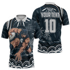 Personalized Carlton Blues Rugby Zipper Polo Shirt Aboriginal Dot Art - Dreamtime Football Mascot