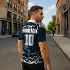 Personalized Carlton Blues Rugby Zipper Polo Shirt Aboriginal Dot Art - Dreamtime Football Mascot