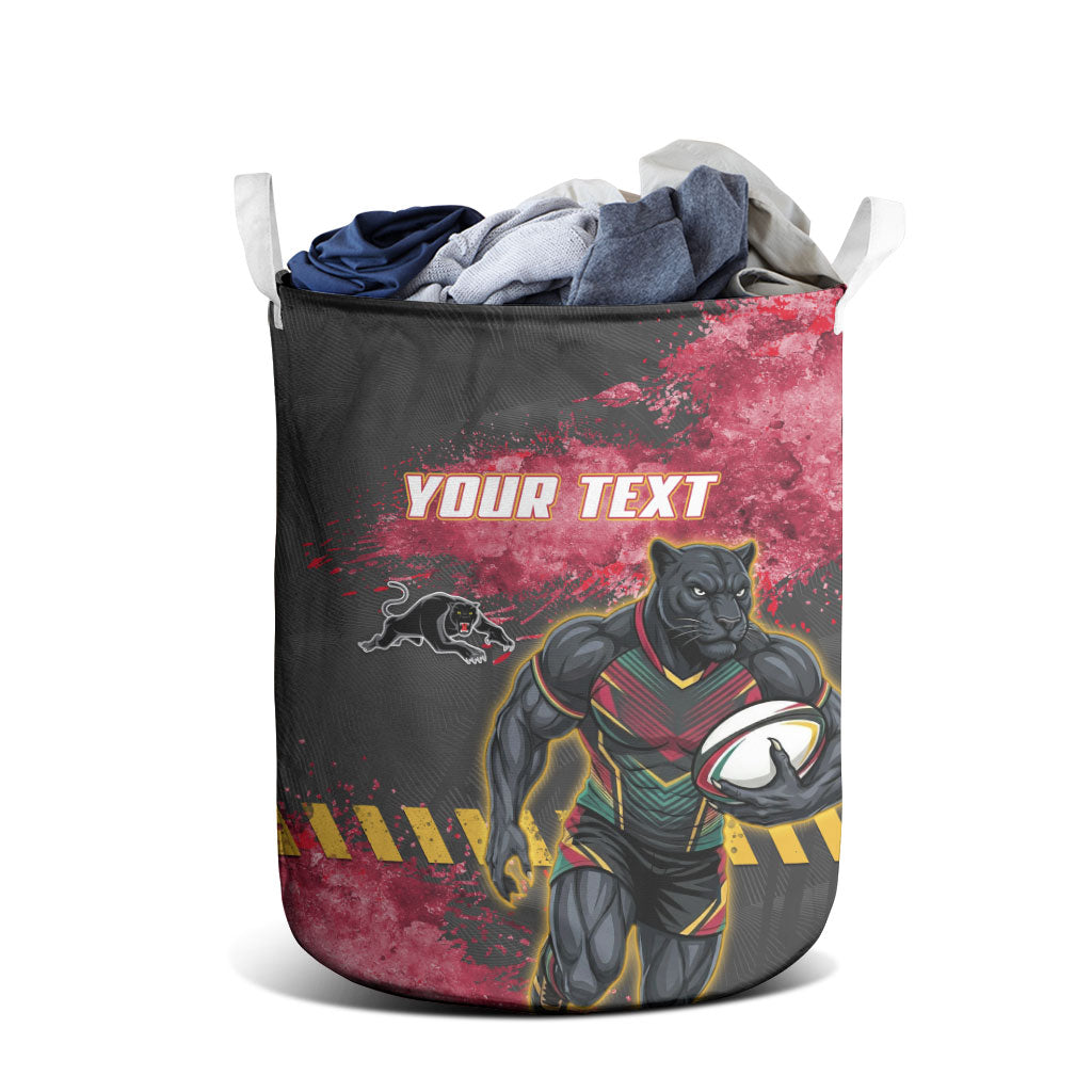 Personalised Penrith Panthers Rugby Laundry Basket Black Panther Mascot - Sporty Splash Art Style