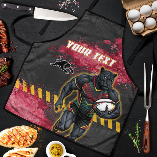 Personalised Penrith Panthers Rugby Apron Black Panther Mascot - Sporty Splash Art Style