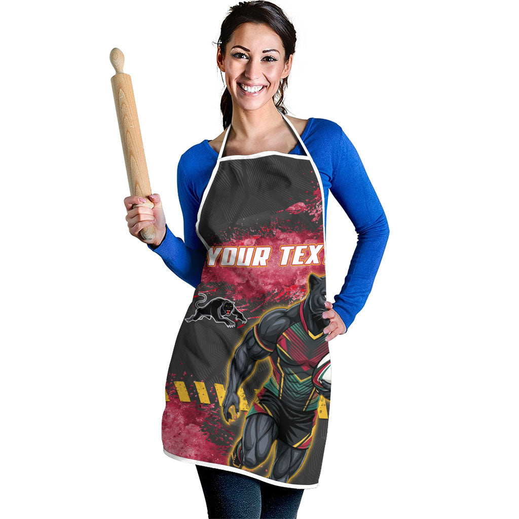 Personalised Penrith Panthers Rugby Apron Black Panther Mascot - Sporty Splash Art Style