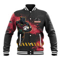 Personalised Penrith Panthers Rugby Baseball Jacket Black Panther Mascot - Sporty Splash Art Style
