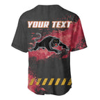 Personalised Penrith Panthers Rugby Baseball Jersey Black Panther Mascot - Sporty Splash Art Style