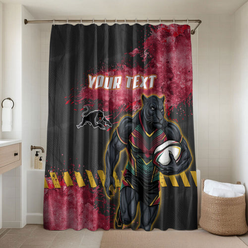 Personalised Penrith Panthers Rugby Bathroom Set Black Panther Mascot - Sporty Splash Art Style