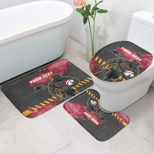 Personalised Penrith Panthers Rugby Bathroom Set Black Panther Mascot - Sporty Splash Art Style