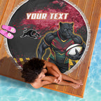 Personalised Penrith Panthers Rugby Beach Blanket Black Panther Mascot - Sporty Splash Art Style