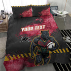 Personalised Penrith Panthers Rugby Bedding Set Black Panther Mascot - Sporty Splash Art Style