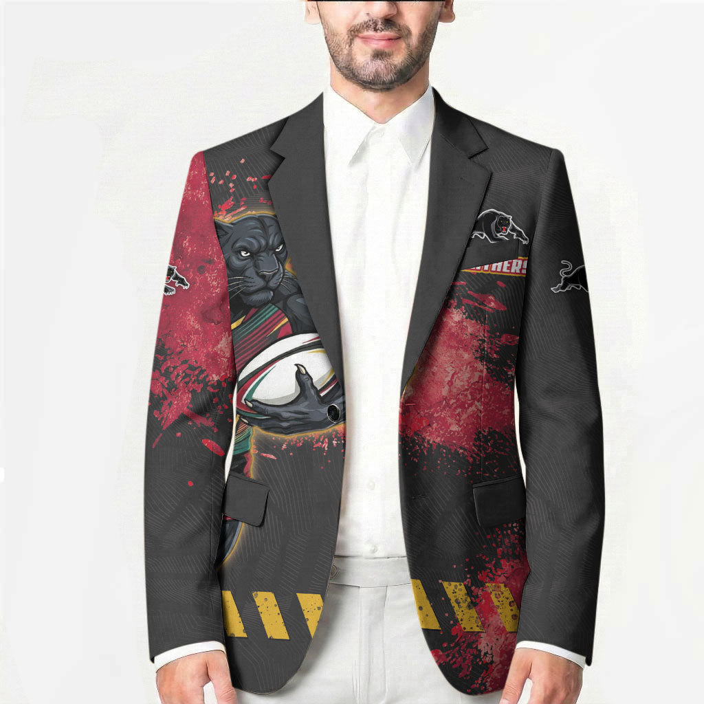 Personalised Penrith Panthers Rugby Blazer Black Panther Mascot - Sporty Splash Art Style