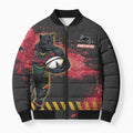 Personalised Penrith Panthers Rugby Bomber Puffer Jacket Black Panther Mascot - Sporty Splash Art Style