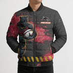 Personalised Penrith Panthers Rugby Bomber Puffer Jacket Black Panther Mascot - Sporty Splash Art Style