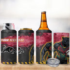 Personalised Penrith Panthers Rugby 4 in 1 Can Cooler Tumbler Black Panther Mascot - Sporty Splash Art Style