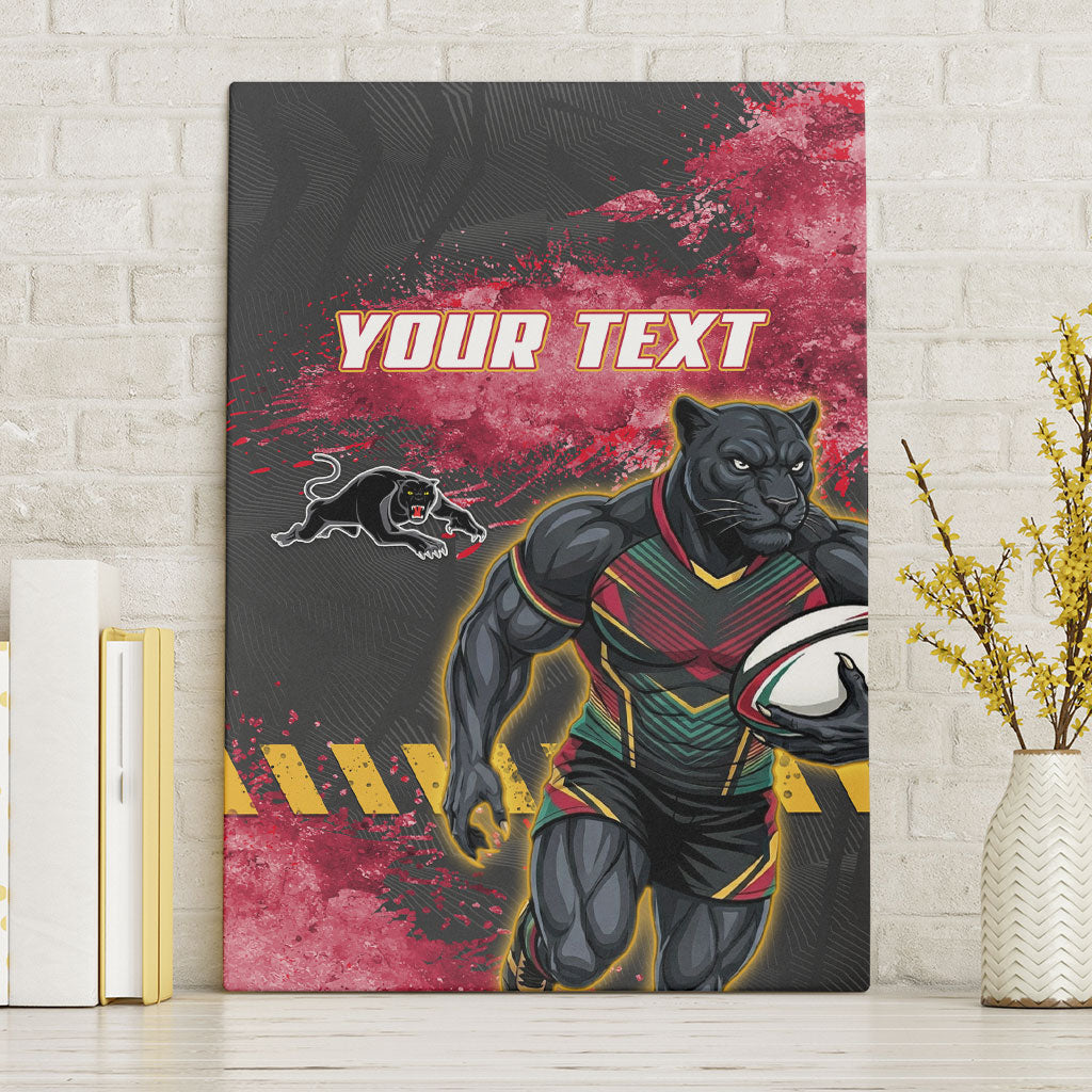 Personalised Penrith Panthers Rugby Canvas Wall Art Black Panther Mascot - Sporty Splash Art Style