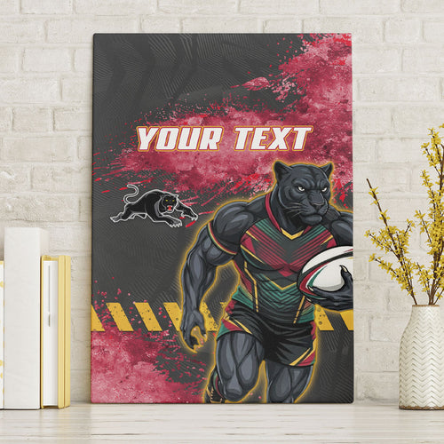 Personalised Penrith Panthers Rugby Canvas Wall Art Black Panther Mascot - Sporty Splash Art Style