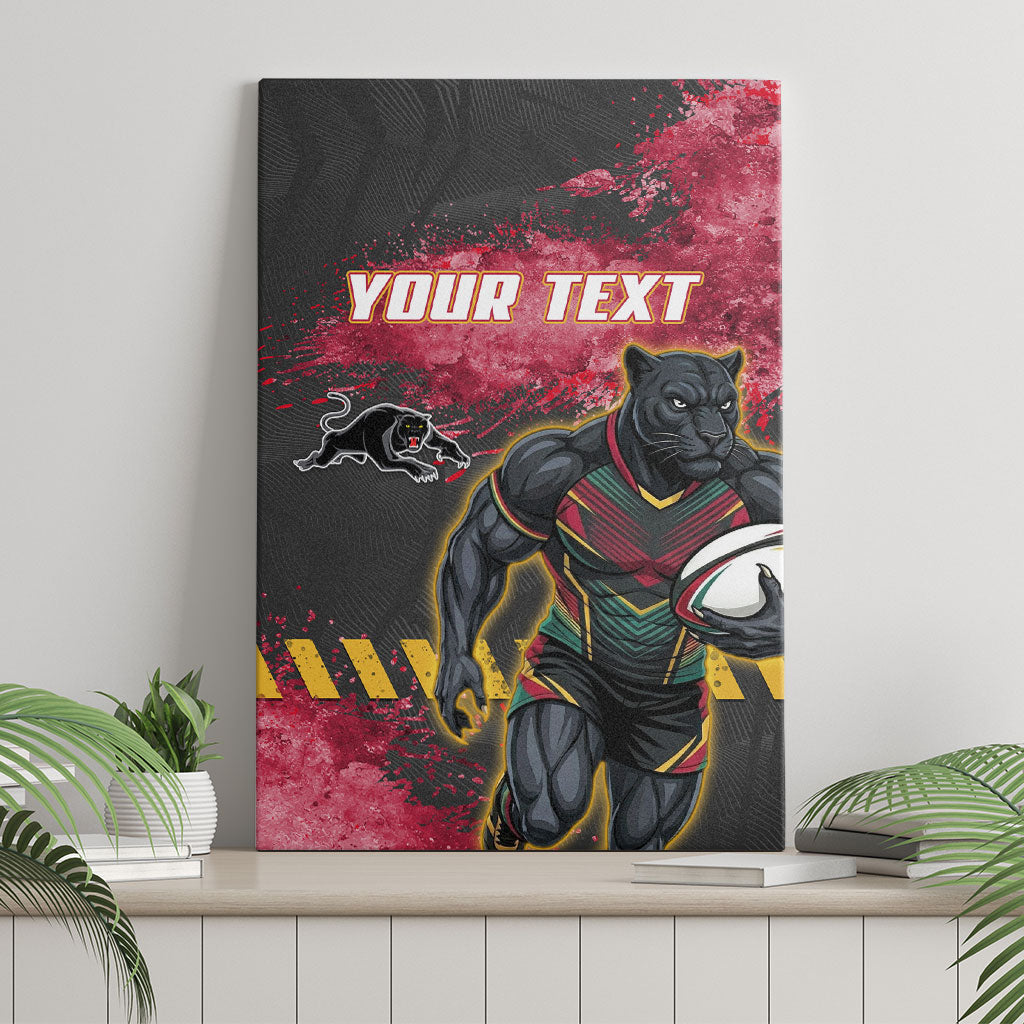 Personalised Penrith Panthers Rugby Canvas Wall Art Black Panther Mascot - Sporty Splash Art Style