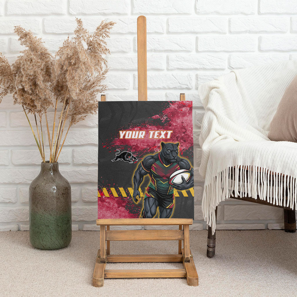 Personalised Penrith Panthers Rugby Canvas Wall Art Black Panther Mascot - Sporty Splash Art Style