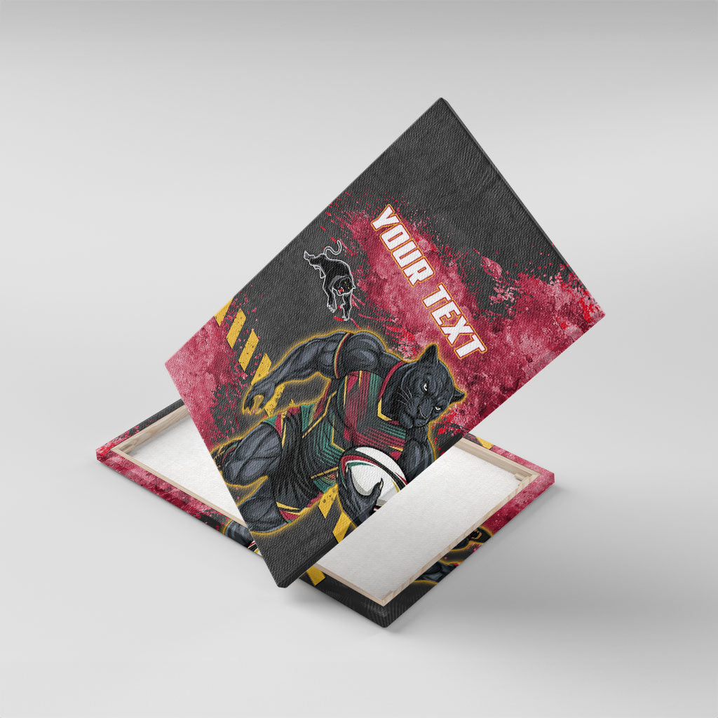 Personalised Penrith Panthers Rugby Canvas Wall Art Black Panther Mascot - Sporty Splash Art Style