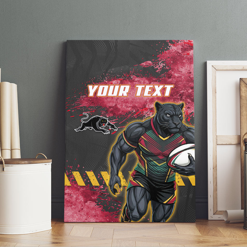 Personalised Penrith Panthers Rugby Canvas Wall Art Black Panther Mascot - Sporty Splash Art Style