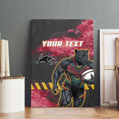 Personalised Penrith Panthers Rugby Canvas Wall Art Black Panther Mascot - Sporty Splash Art Style