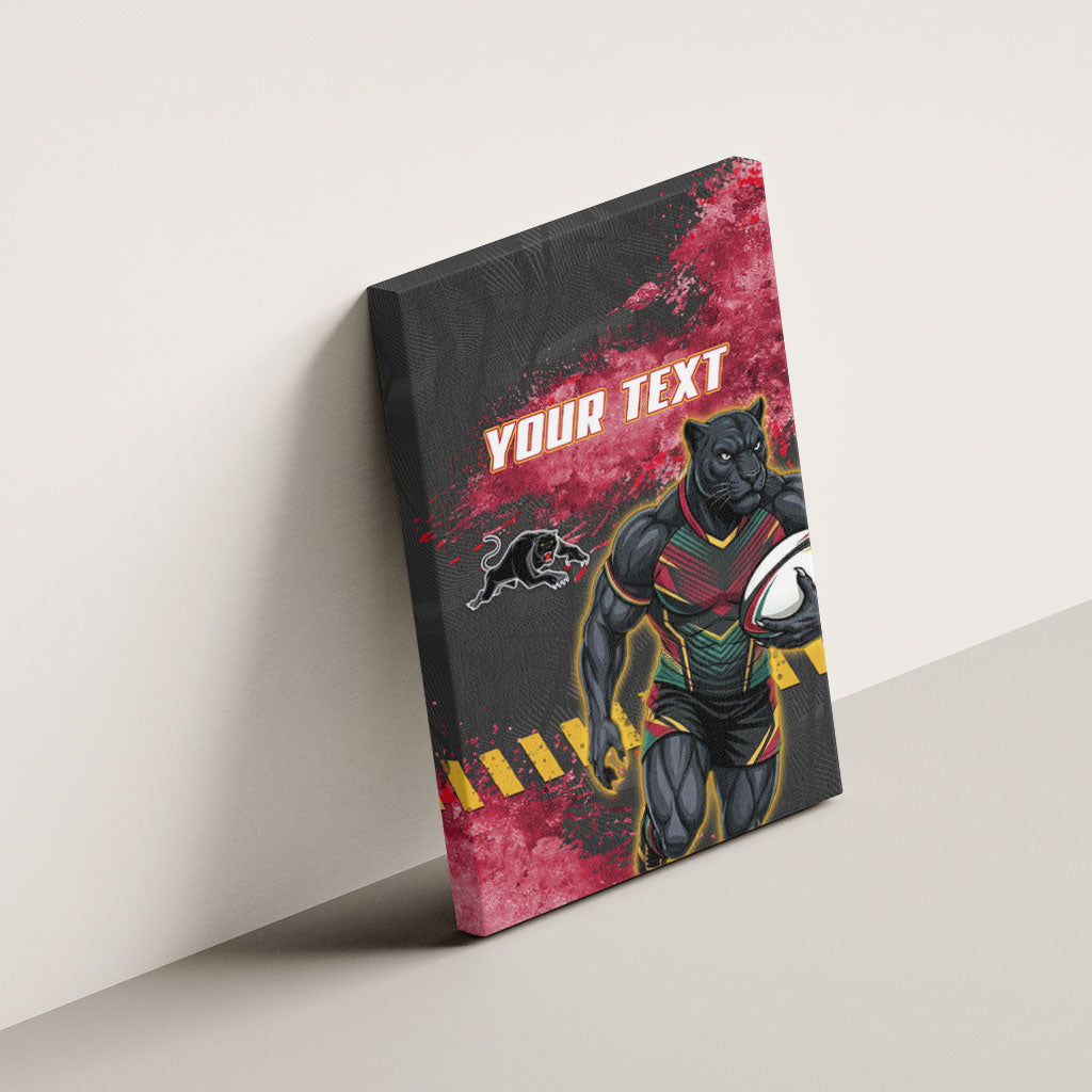 Personalised Penrith Panthers Rugby Canvas Wall Art Black Panther Mascot - Sporty Splash Art Style