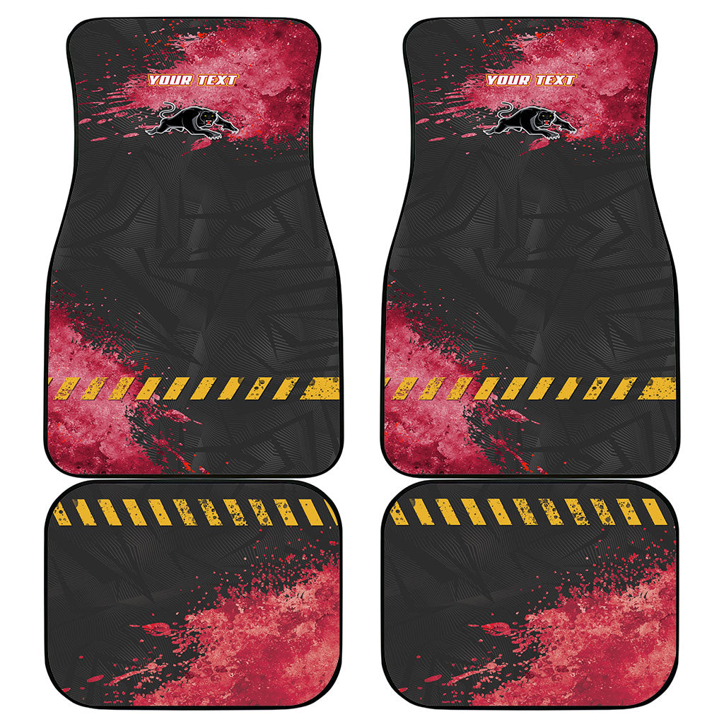 Personalised Penrith Panthers Rugby Car Mats Black Panther Mascot - Sporty Splash Art Style