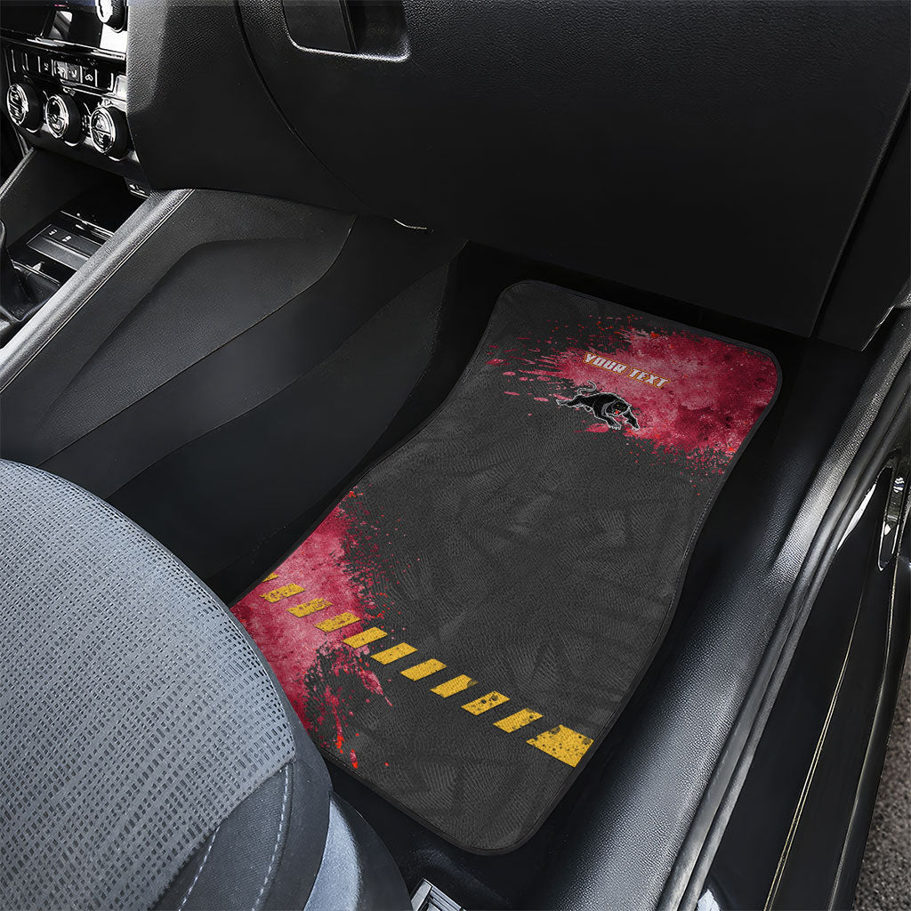 Personalised Penrith Panthers Rugby Car Mats Black Panther Mascot - Sporty Splash Art Style